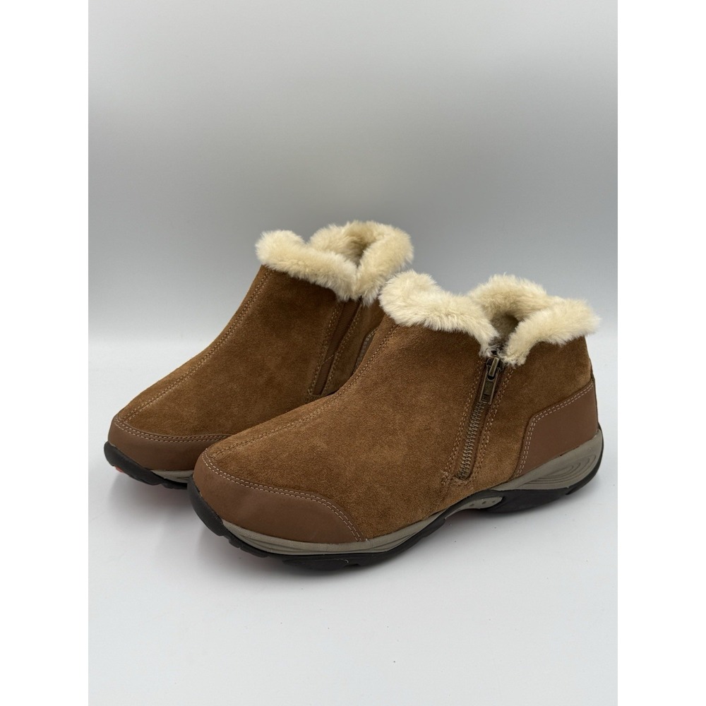 Easy Spirit Epic Cold Weather Side Zip Booties Women's Size 9.5 W Brown Sherpa